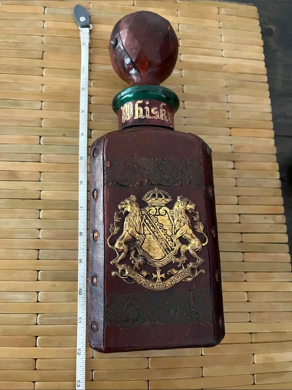 Vintage Decorative Whisky Decanter with Gold Crest - Made in Italy